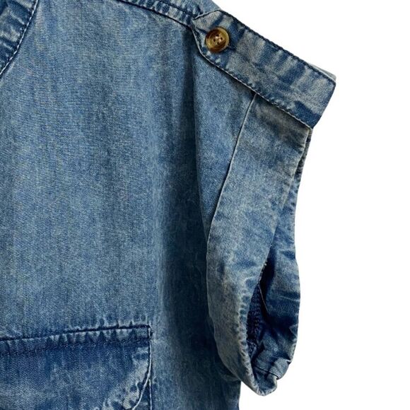 Mileage Women's Button Down Short Sleeve Shirt Size M Front Pockets Split Neck - Picture 5 of 12